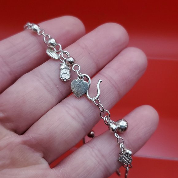 7 Inch 925 Sterling Silver Many Small Charms Bracelet - Picture 4 of 6